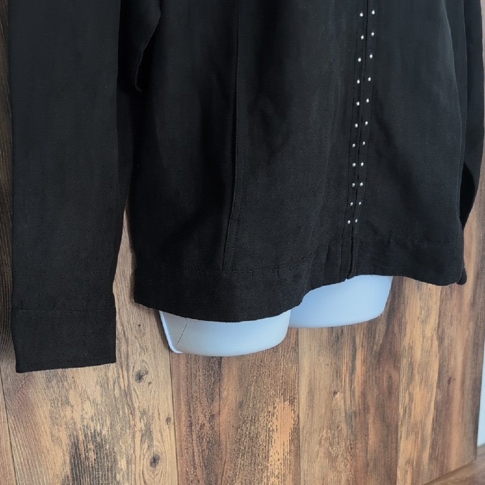 Cathy Daniels Black Zip-Up Studded Blazer Jacket Shirt XL - Picture 3 of 6